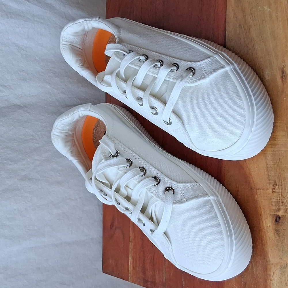 Quince Eco Cotton Canvas White Sneakers Size 6.5 Raw Natural Rubber - Picture 10 of 11